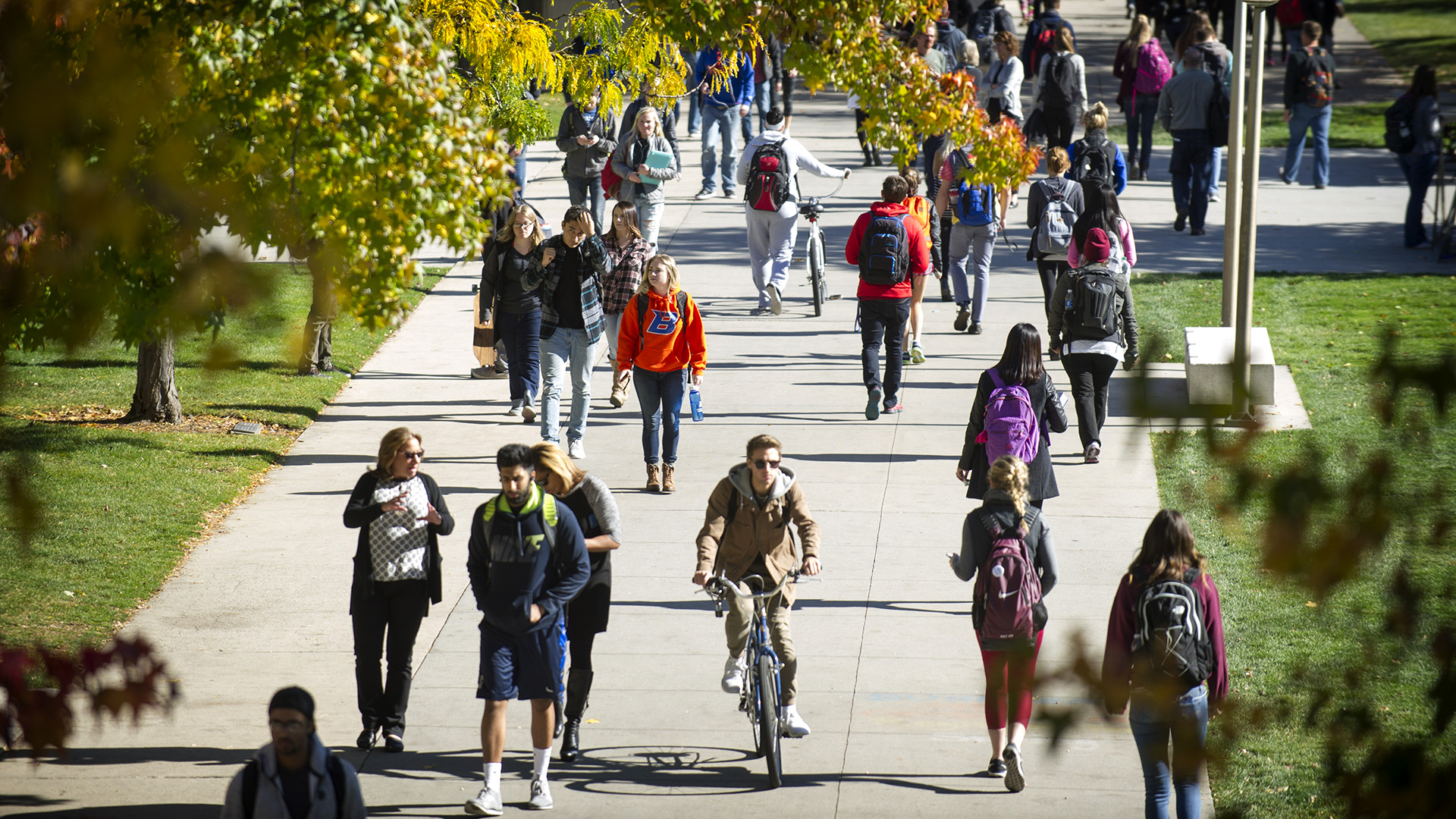 Picture of students walking on campus.