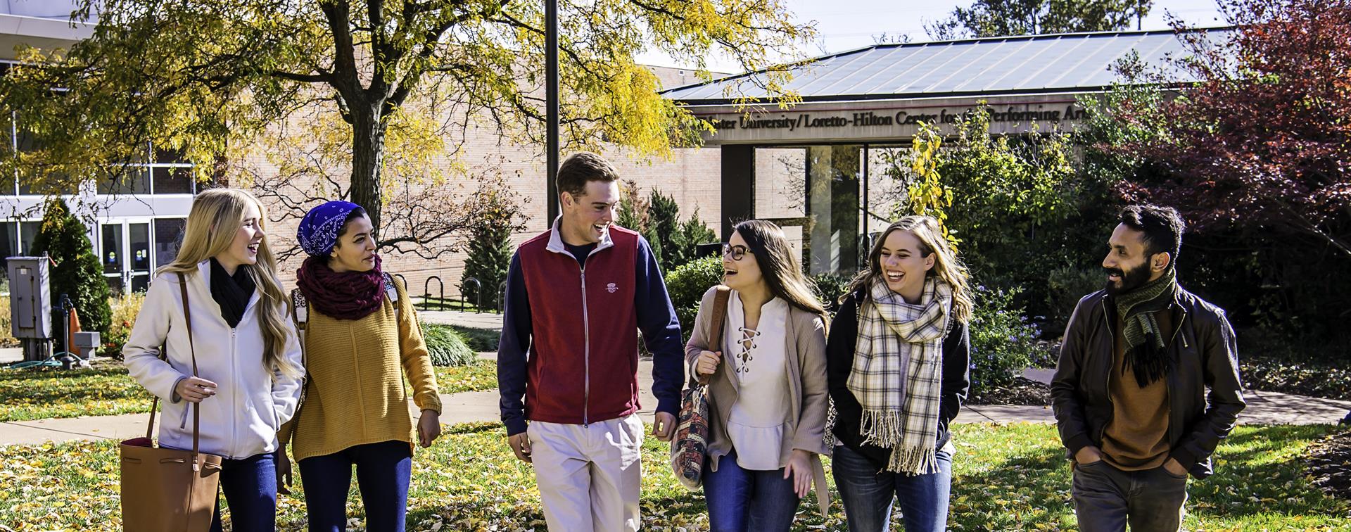 Students walking on their college campus