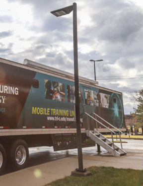 Tri-C’s mobile training unit contains a classroom and customizable lab