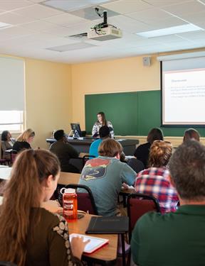 A picture of students sitting at their desks in their classroom