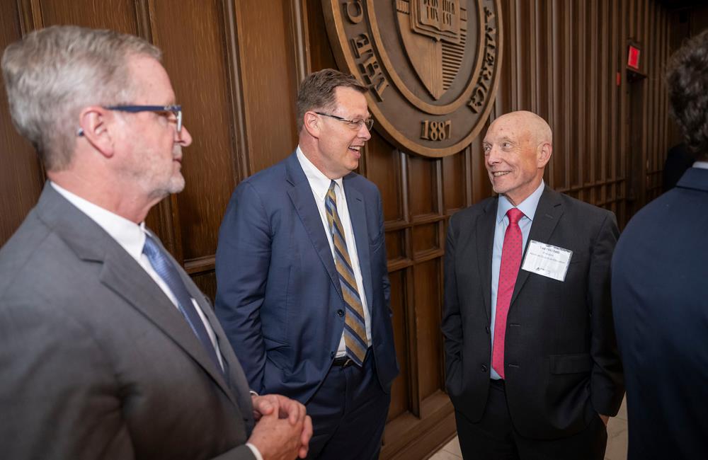 David Hoag, president of the Council for Christian Colleges and Universities; Elder Clark G. Gilbert, a member of The Church of Jesus Christ of Latter-day Saints’ Quorum of Twelve Apostles; and Ted Mitchell, president of ACE.