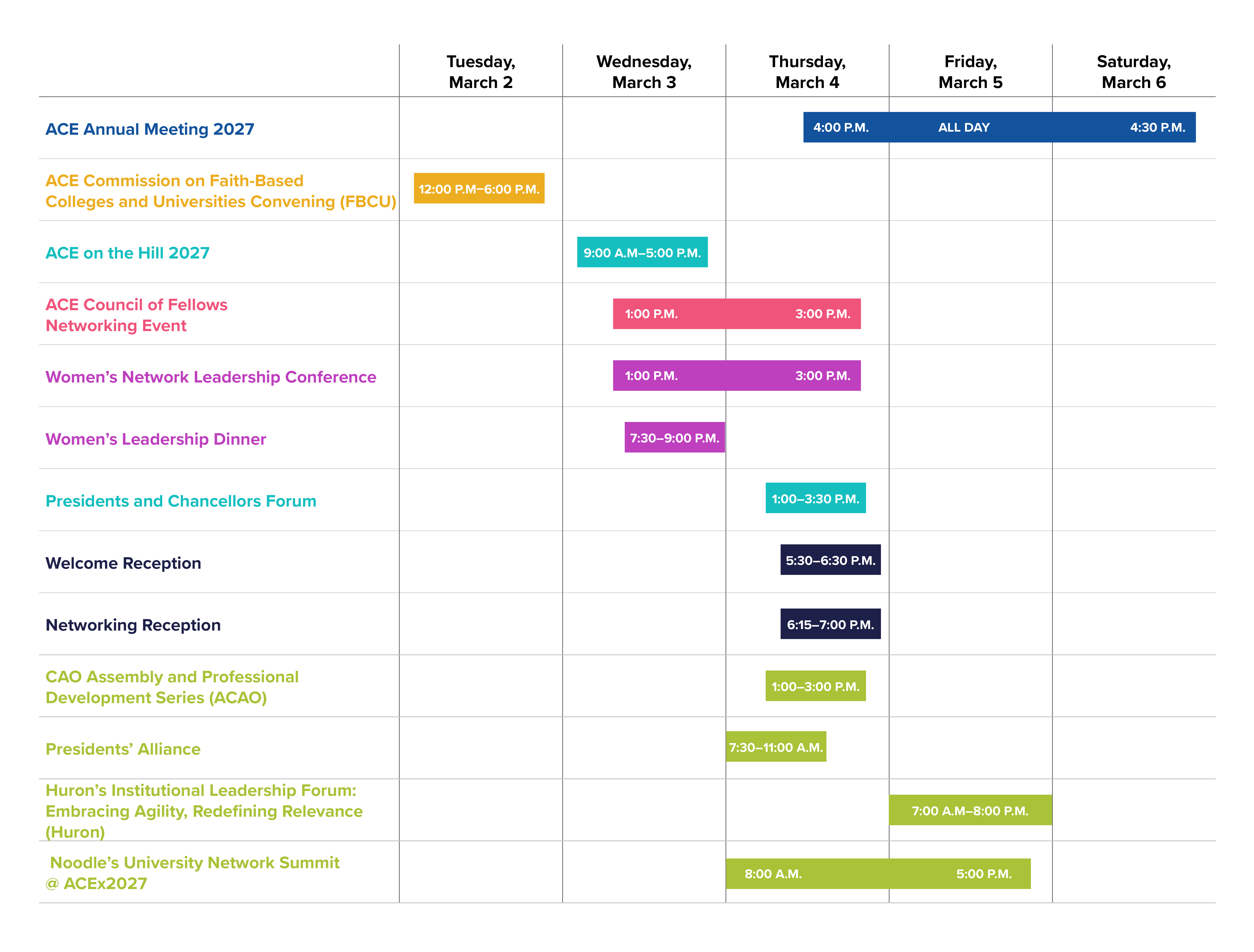 ACEx2027 schedule at a glance
