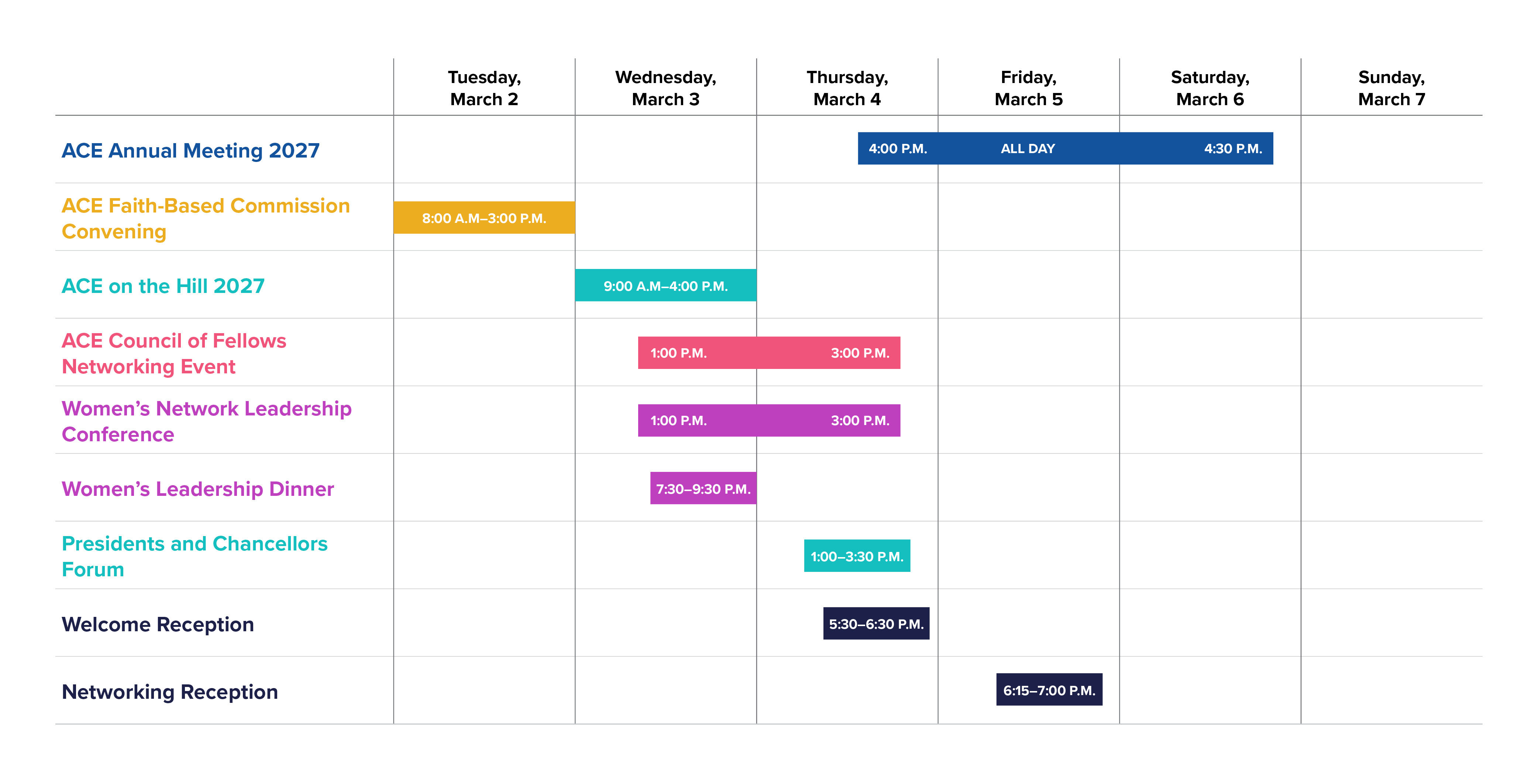 ACEx2027 schedule at a glance
